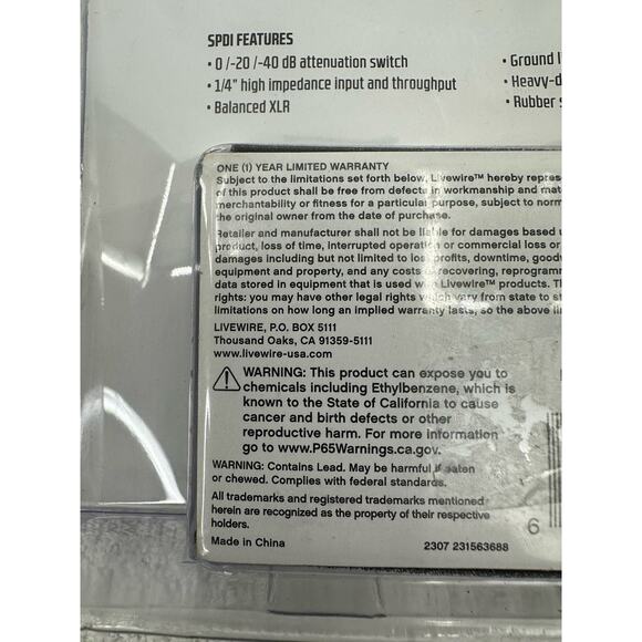 Livewire SPDI Passive Direct Box With Attenuation Pad Open Box - Picture 4 of 6